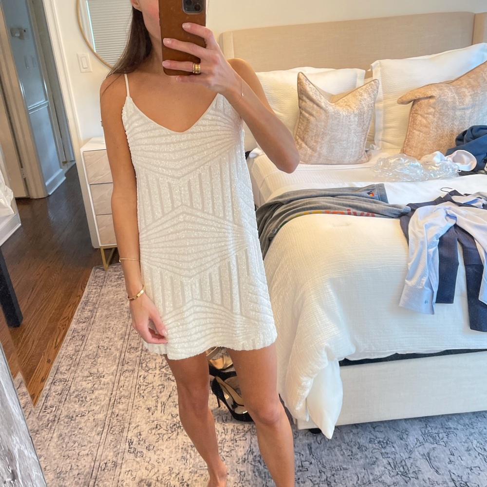 Sequin White Mini Aqua dress